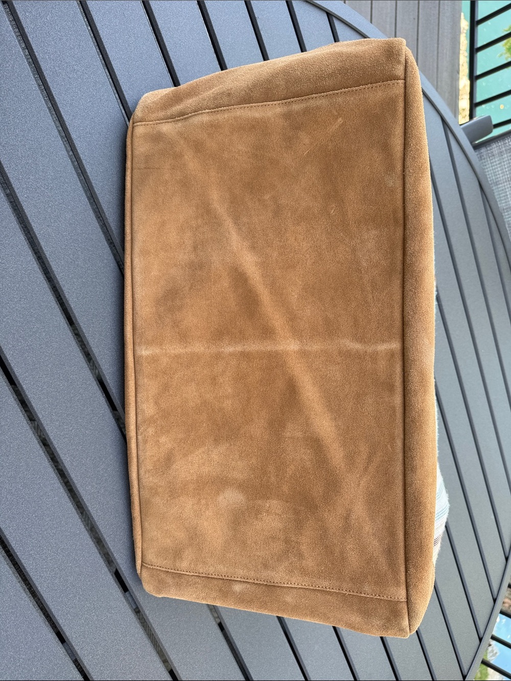 Pottery Barn Suede-Trim Striped Weekender - Tan & Pastel Stripes - Picture 6 of 15